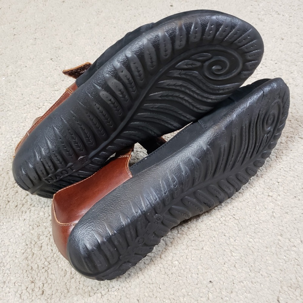 Naot Papaki Koru Sandals 36 US 5-5.5 Black Velvet Nubuck/Cinnamon Leather Shoes - Picture 8 of 11